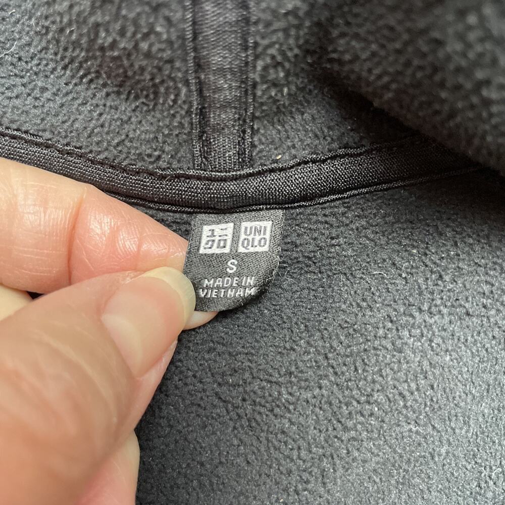 Uniqlo Womens Teddy Fleece Hoodie Jacket Sz S Black Full Zip Sherpa Pockets Cozy - Picture 3 of 9